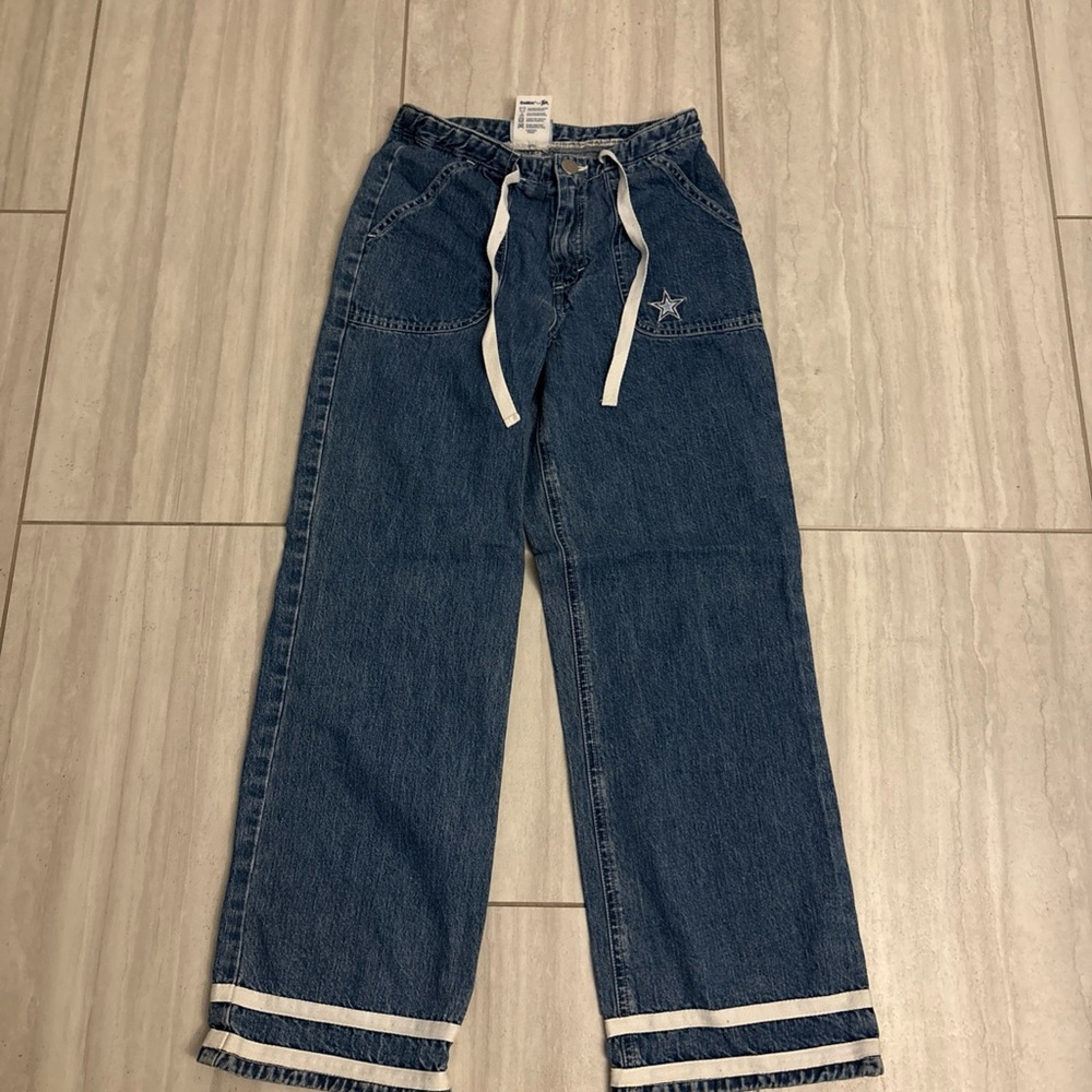 Vintage rare girls Jeans with White Accents and star in pocket